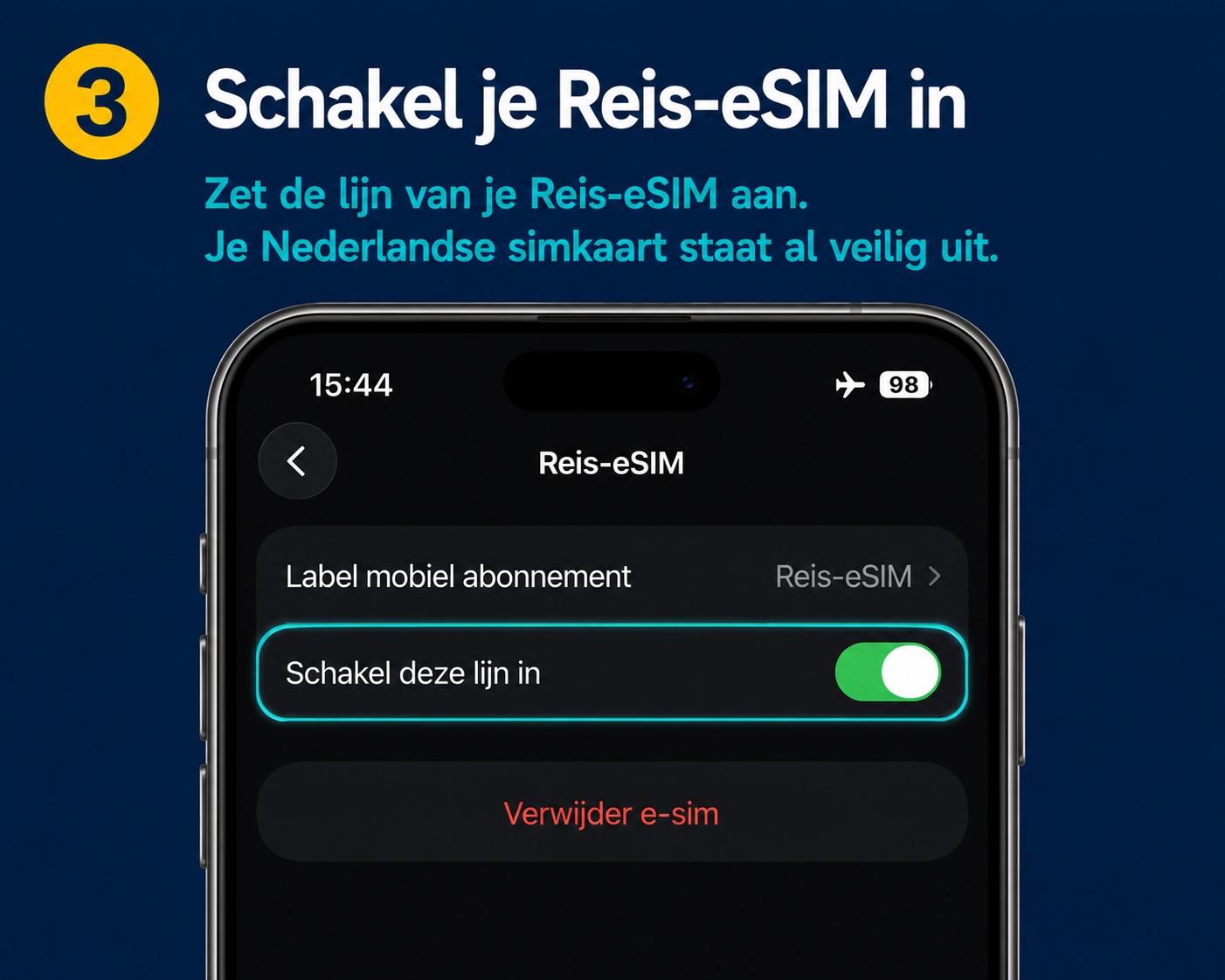 Stap 3: schakel je reis-eSIM in