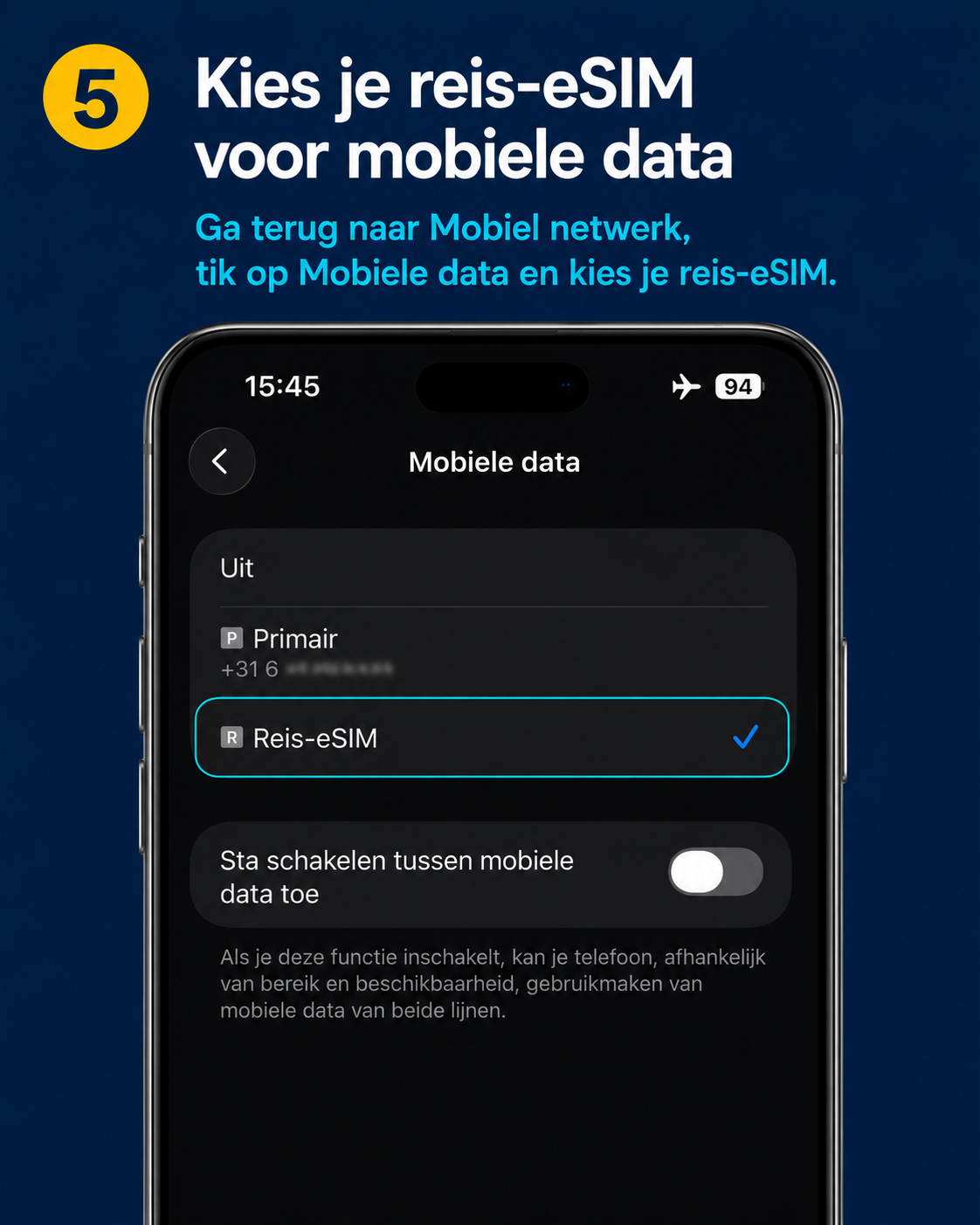 Stap 5: kies je reis-eSIM voor mobiele data