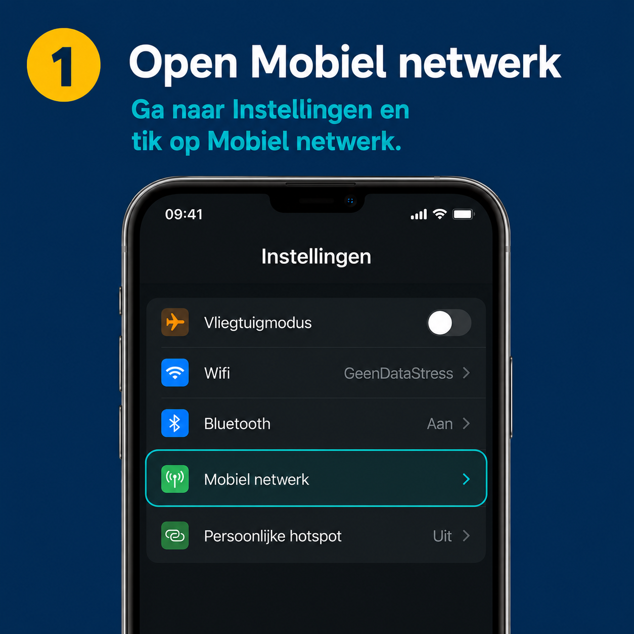 Stap 1: open Mobiel netwerk in de instellingen van je iPhone